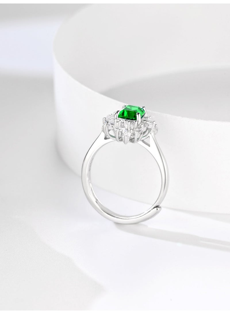 Field Fashio ring Artificially cultivated gemstone ring - emerald ringi for girls - Image 5